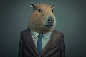 Capybara in Business Attire A Professional Animal Portrait photo