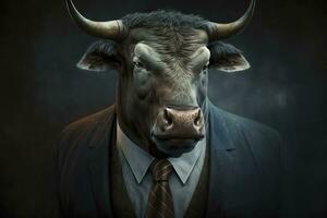 Bull in Business Attire A Formal Portrait photo