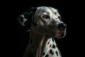 Dalmatian Portrait on Black Background A Loyal Companion photo