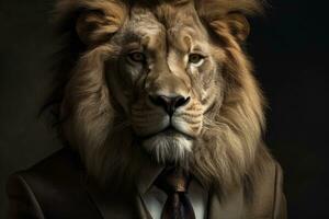 Lion in Business Attire A Professional Portrait photo