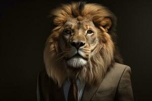 Lion in Business Attire A Professional Portrait photo