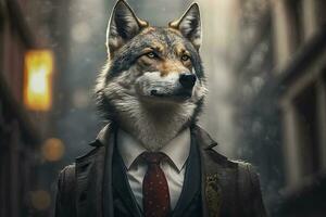 Wolf of Wall Street A BusinessSuited Canine Portrait photo