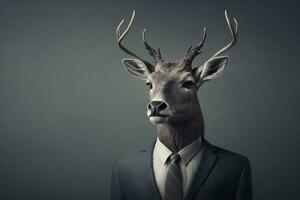 Deer in Business Attire A Professional Portrait photo