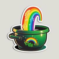 Rainbow Pot of Gold Sticker for Saint Patricks Day Celebrations photo