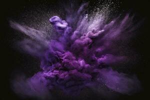 Magical Purple Paint Powder Splashes with Glitter and Sparkles photo