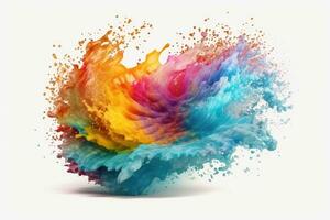 Vibrant Rainbow Paint Splash on Transparent Background photo