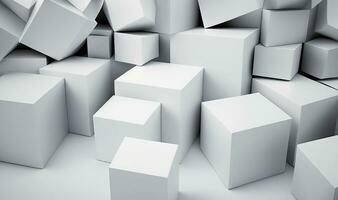 Ethereal White Cube Boxes on Soft Background photo