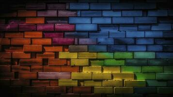 Vibrant Rainbow Brick Wall with Realistic Cinematic Composition photo