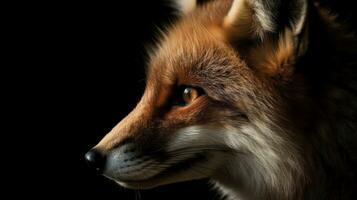 Sleek CloseUp of a Fox on a Black Background with Copy Space photo