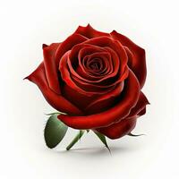 Vibrant Red Rose with Copy Space on White Background photo