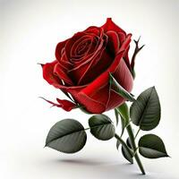 Vibrant Red Rose with Copy Space on White Background photo