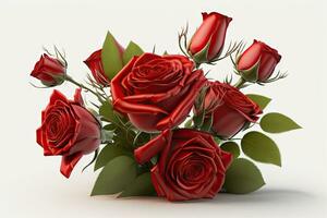 Vibrant Red Rose Bouquet on White Background photo