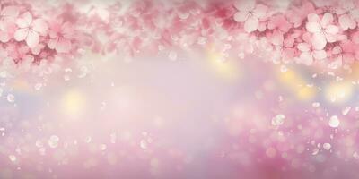 Soft Pink Cherry Blossom Petals Background with Free Space photo