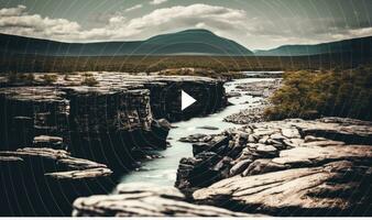 Aerial View of Moody River Canyon Landscape in Abisko National Park Sweden photo