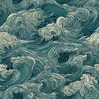 Captivating Drawing of Rolling Ocean Waves photo