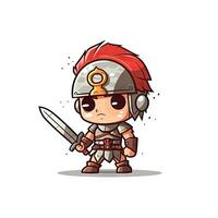 Minimalist Roman Warrior with Sword and Happy Face photo