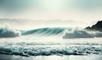 Minimalist Sea Waves A Calming and Relaxing Ethereal Dreamy Background photo