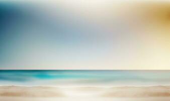 Calm Beach Seascape with Blurred Bokeh Lights and Soft Sand Foreground photo