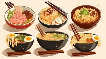 Delicious Cartoon Asian Noodle Ramen for Food Lovers photo