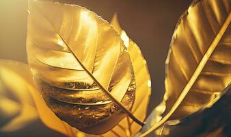 Soft and Dreamy Shiny Yellow Leaf Gold Foil Texture Background photo