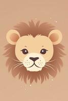 dulce bebé león ilustración en ligero marrón antecedentes foto