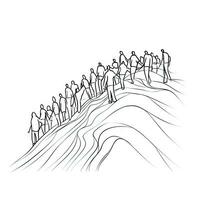 Unified Teamwork A Continuous Line Drawing of Members Holding Hands and Following Their Leader photo