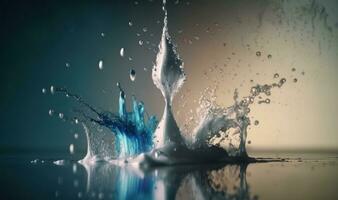 Ethereal Slow Motion Water Drop Splash in Calm Water photo