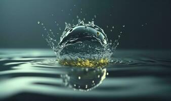 Ethereal Slow Motion Water Drop Splash in Calm Water photo