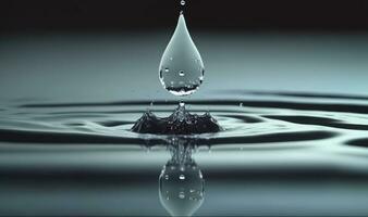 Ethereal Slow Motion Water Drop Splash in Calm Water photo
