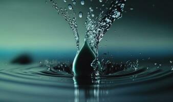 Ethereal Slow Motion Water Drop Splash in Calm Water photo