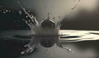 Ethereal SlowMotion Water Drop Splash in Calm Water photo