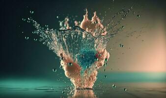 Ethereal Slow Motion Water Drop Splash in Calm Water photo