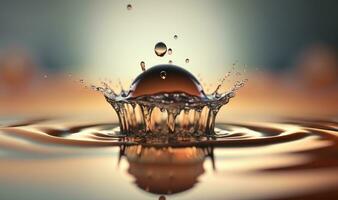 Ethereal Slow Motion Water Drop Splash in Calm Water photo