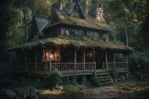 Enchanted Forest Cabin Inhabited by Witches and Sorcerers photo