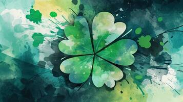 Abstract Watercolor Style Background with Clover for St Patricks Day photo