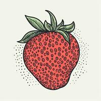 Continuous Line Drawing of Strawberry for Label Design on Colorful Background photo