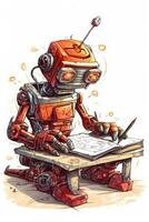 Overworked Robot Struggling to Write a Term Paper photo