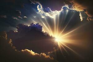 Cinematic Sunburst Clouds with Soft Focus and Photorealistic Lighting photo