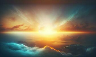 Soft Ethereal Sunrise Background with Copy Space photo