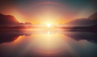 Ethereal Sunrise Background with Soft Colors and Dreamy Atmosphere photo