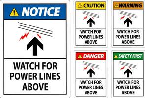 Danger Sign Watch For Power Lines Above vector