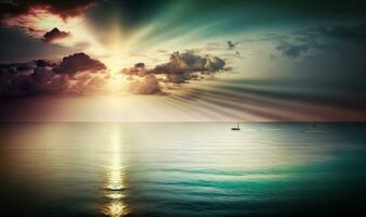 Ethereal Sunset Over the Sea with Copy Space for Text photo