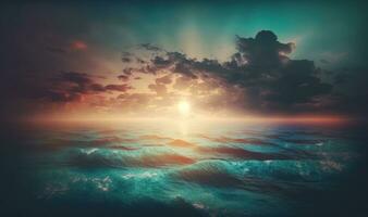 Ethereal Sunset Over the Sea with Copy Space for Text photo