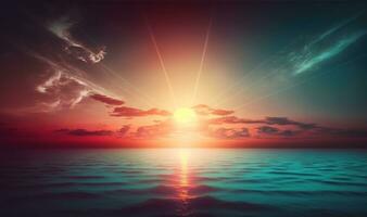 Ethereal Sunset Over the Sea A Dreamy Background for Your Designs photo