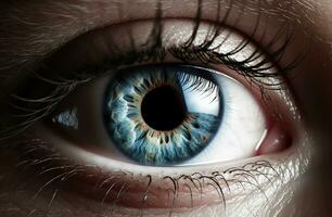 Captivating Human Eye in Light Gray and Azure photo