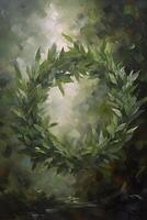 Olive Branch Peace Sign Impressionism Oil Painting photo