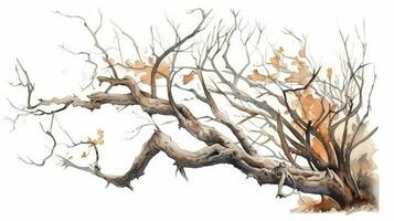 Natural Botanical Illustration of a Dry Tree Branch photo