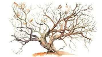 natural botánico ilustración de un seco árbol rama foto
