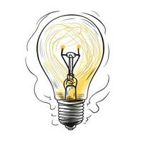 Illuminating Ideas Continuous OneLine Drawing of a Yellow Lightbulb photo