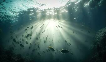 Ethereal Underwater Sun Rays Looping as Dreamy Background photo